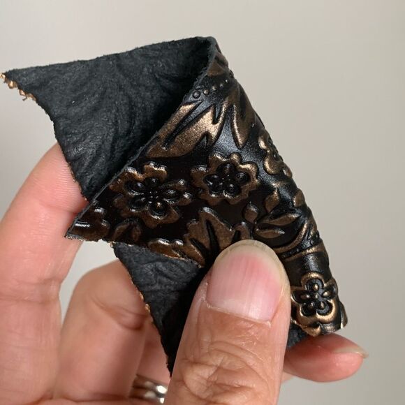 Handmade Floral  Embossed Cowhide Push Lock Clutch, Shoulder Bag, Crossbody - Picture 16 of 16